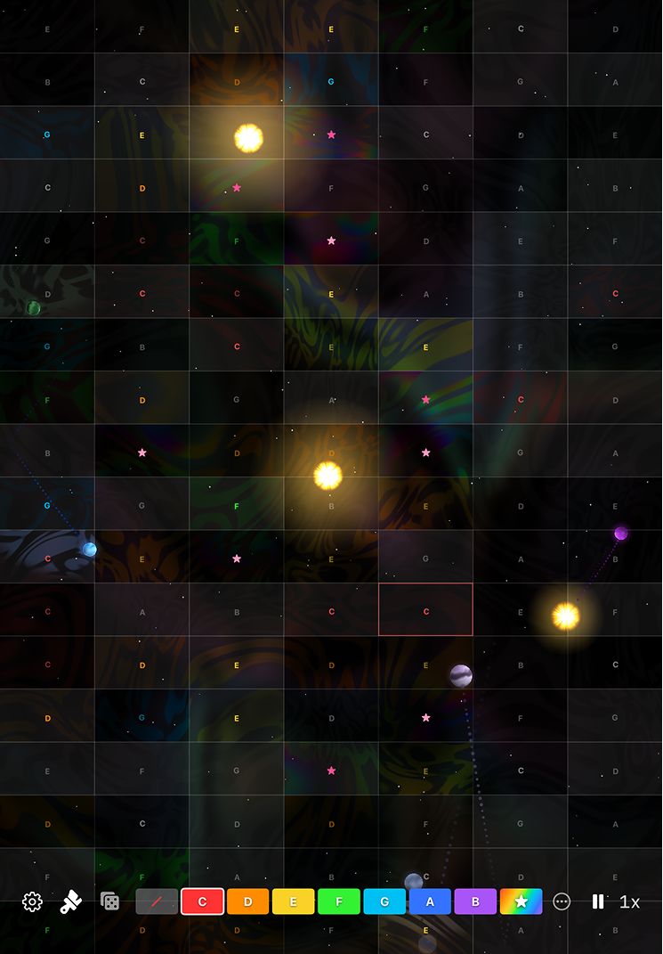 orbital harp on iPad - explore scales with paint and autoharp